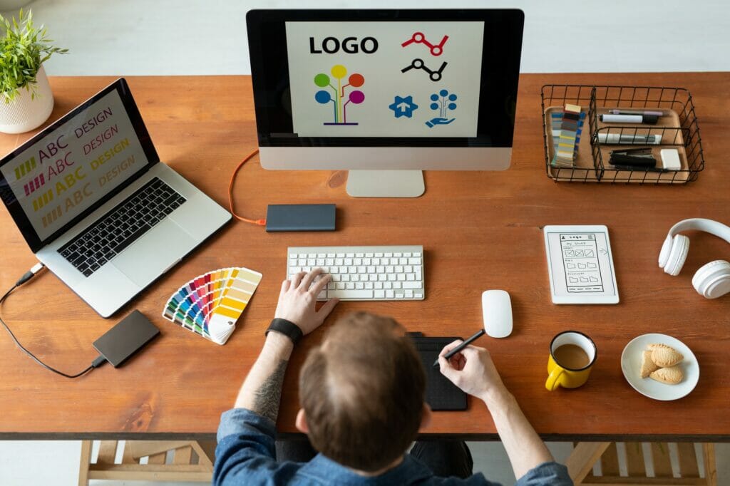 Logo designer putting together Digital Branding